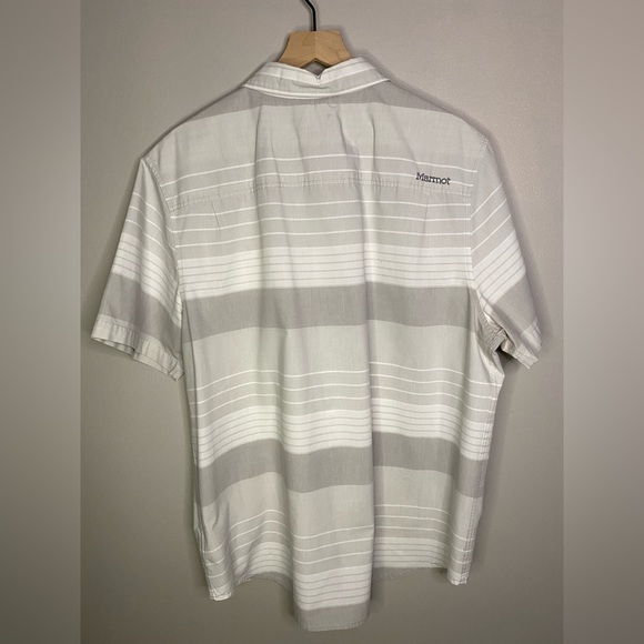 Marmot short sleeve button down XL men grey white stripes - Picture 11 of 11